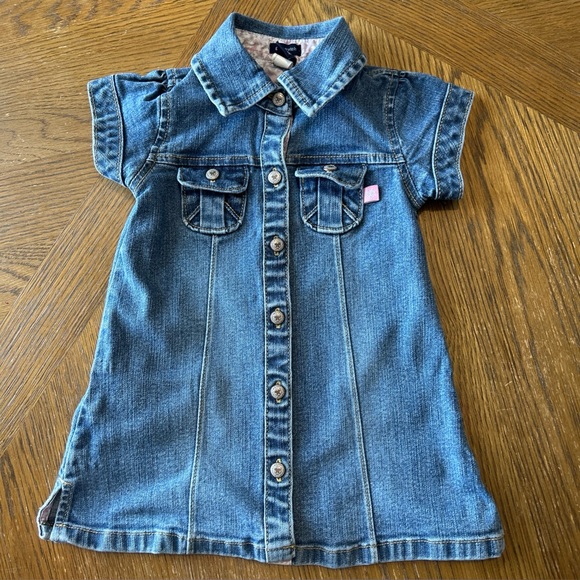 Vintage 2005 Baby GAP Denim Jean Dress Girls Size 12-18 Month Snap Front - Picture 1 of 7